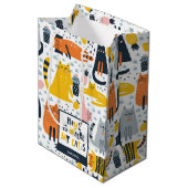 Thuis is waar mijn kat de Monogramnaam Patroon is Medium Cadeauzakje (Voorkant Gekanteld)