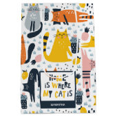 Thuis is waar mijn kat de Monogramnaam Patroon is Medium Cadeauzakje (Achterkant)