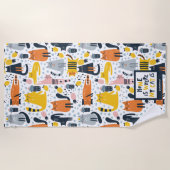 Thuis is waar mijn kat de Monogramnaam Patroon is Strandlaken (Voorkant)