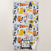 Thuis is waar mijn kat de Monogramnaam Patroon is Strandlaken (Voorkant)