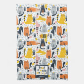 Thuis is waar mijn kat de Monogramnaam Patroon is Theedoek (Verticaal)