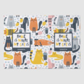 Thuis is waar mijn kat de Monogramnaam Patroon is Tissuepapier (Voorkant)