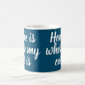 Thuis is waar mijn kat een witte-Script-marine is Koffiemok (Center)