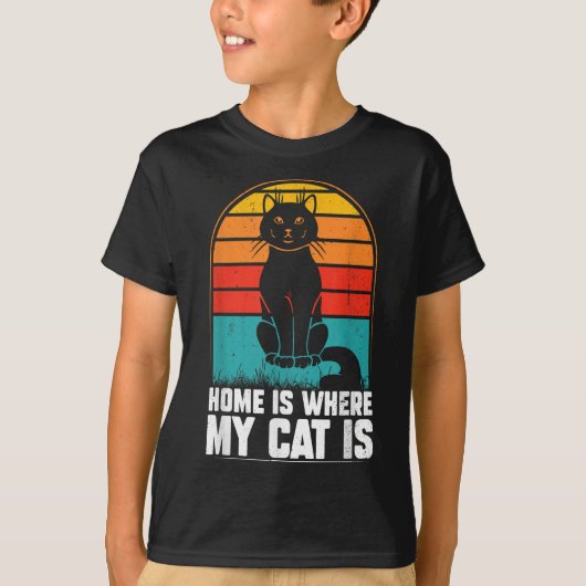 Thuis is waar mijn kat is grappig kerst pyjama t-shirt (Voorkant)