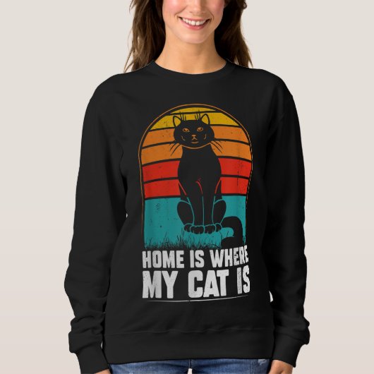 Thuis is waar mijn kat is grappig kerst pyjama trui (Voorkant)
