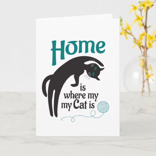 Thuis is waar mijn kat is kaart (Gele Bloem)