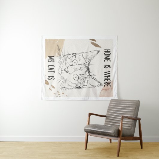 Thuis is waar mijn kat is, thuis is waar kat is wandkleed (In Situ (horizontaal))