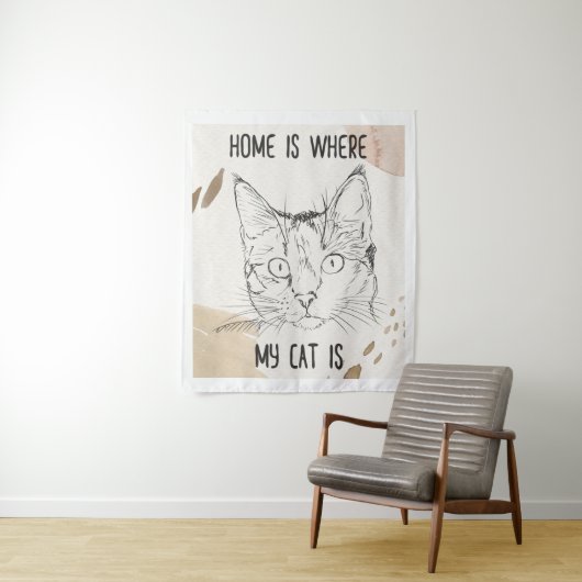 Thuis is waar mijn kat is, thuis is waar kat is wandkleed (In situ)