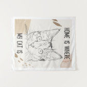 Thuis is waar mijn kat is, thuis is waar kat is wandkleed (Voorkant (horizontaal))