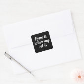 Thuis is waar mijn kat is vierkante sticker (Envelop)