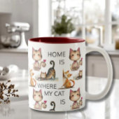 THUIS IS WAAR MIJN KAT MONOGRAM IS TWEEKLEURIGE KOFFIEMOK