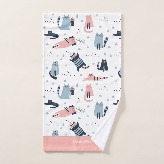 Thuis is waar mijn kat monogrammen naam badkamer i bad handdoek (Handdoek)