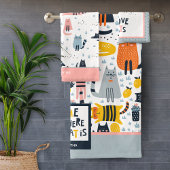 Thuis is waar mijn kat monogrammen naam badkamer i bad handdoek