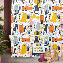 Thuis is waar mijn kat monogrammen naam badkamer i douchegordijn