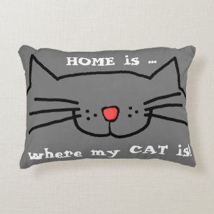 Thuis is waar mijn kat Pillow is Accent Kussen