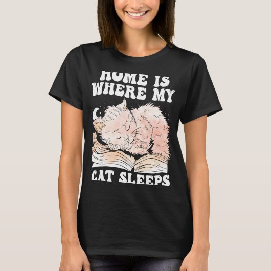 Thuis is waar mijn kat slaapt t-shirt (Voorkant)