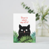 Thuis is waar mijn kat woont met bewegende aankond briefkaart (Staand voorkant)