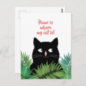 Thuis is waar mijn kat woont met bewegende aankond briefkaart (Voorkant / Achterkant)