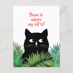 Thuis is waar mijn kat woont verhuisbericht briefkaart