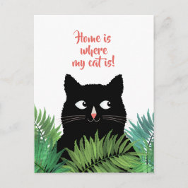 Thuis is waar mijn kat woont verhuisbericht briefkaart