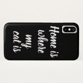 Thuis is waar mijn katje zwart is in wit script Case-Mate iPhone case (Achterkant (horizontaal))