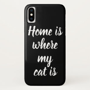 Thuis is waar mijn katje zwart is in wit script Case-Mate iPhone case