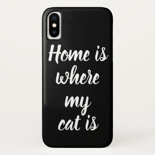 Thuis is waar mijn katje zwart is in wit script Case-Mate iPhone case (Achterkant)