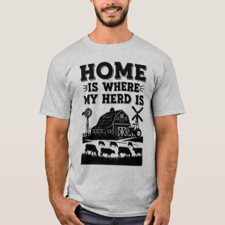 Thuis is waar mijn kudde is t-shirt