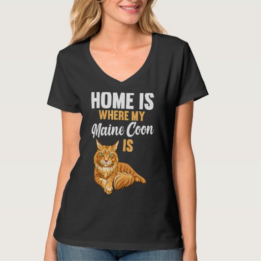 Thuis is waar mijn Maine Coon is T-shirt (Voorkant)