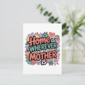 Thuis is waar mijn moeder is briefkaart (Staand voorkant)