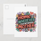 Thuis is waar mijn moeder is briefkaart (Voorkant / Achterkant)
