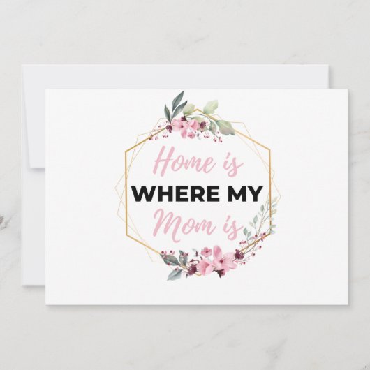 Thuis is waar mijn moeder is zwart feestdagenkaart (Voorkant)