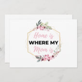 Thuis is waar mijn moeder is zwart feestdagenkaart (Voorkant / Achterkant)