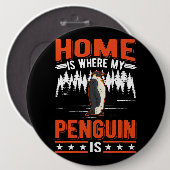 Thuis is waar mijn Penguin Penguin 28 is Ronde Button 6,0 Cm (Voorkant /achterkant)