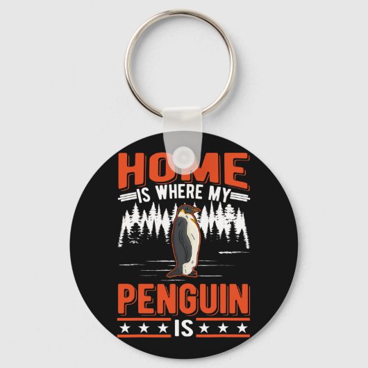 Thuis is waar mijn Penguin Penguin 28 is Sleutelhanger (Voorkant)
