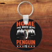 Thuis is waar mijn Penguin Penguin 28 is Sleutelhanger (Voorkant)