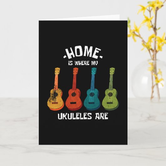Thuis is waar mijn Ukuleles zijn Kaart (Gele Bloem)