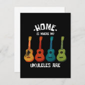 Thuis is waar mijn Ukuleles zijn Notitiekaartje (Voorkant / Achterkant)