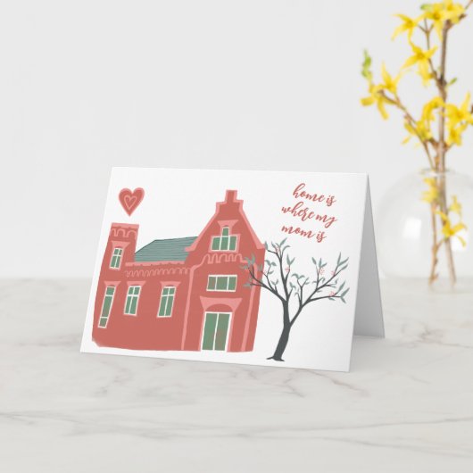 "Thuis is waar moeder is" CUSTOM Cute Moederdag Kaart (Gele Bloem)