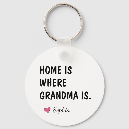 Thuis is waar oma is Gepersonaliseerd moeder cadea Sleutelhanger (Voorkant)