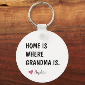 Thuis is waar oma is Gepersonaliseerd moeder cadea Sleutelhanger (Voorkant)
