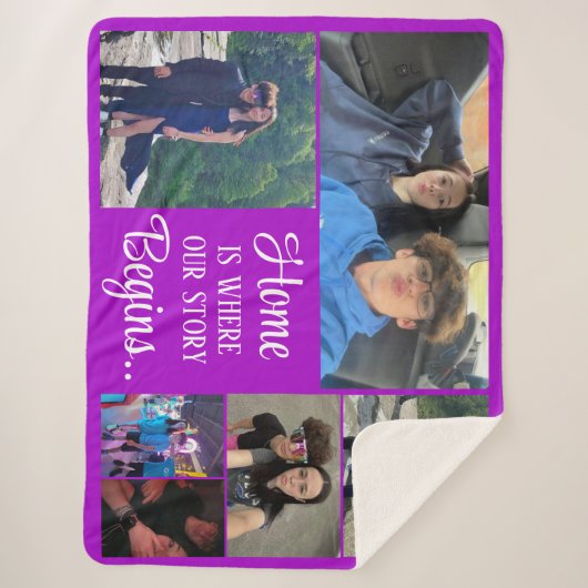 Thuis is waar ons verhaal begint 6 Photo Collage Sherpa Deken (Voorkant)