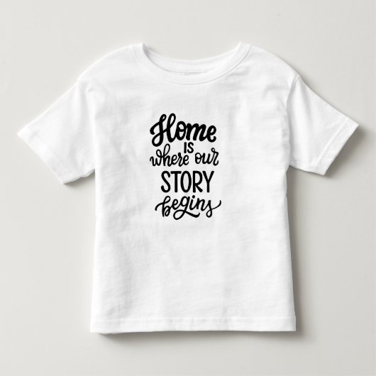 Thuis is waar ons verhaal begint kinder shirts (Voorkant)