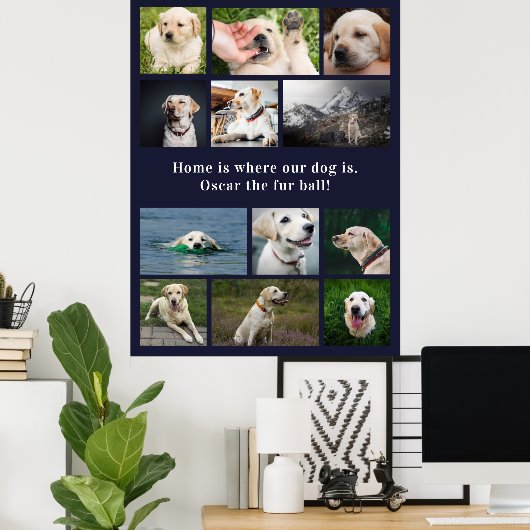 Thuis is waar onze hond is poster (Thuiskantoor)