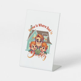 Thuis is waar papa is - Vaderdag cadeau-idee Reclamebord Met Voetstuk