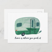 THUIS IS WAAR U DE Waterverf Camper Trailer PARK Briefkaart (Voorkant / Achterkant)