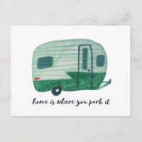THUIS IS WAAR U DE Waterverf Camper Trailer PARK