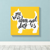 Thuis is waar uw hond is canvas afdruk (Insitu (Houten vloer))