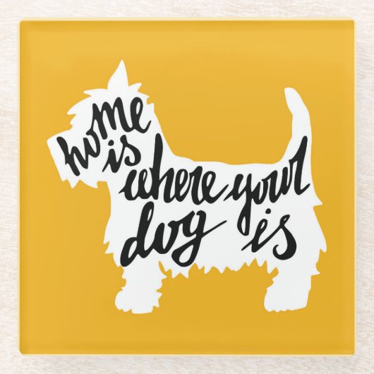 Thuis is waar uw hond is glazen onderzetter (Voorkant)