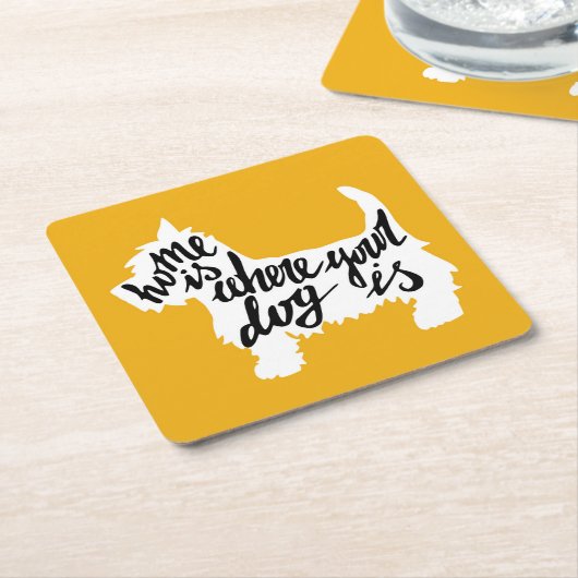 Thuis is waar uw hond is kartonnen onderzetters (Schuin)